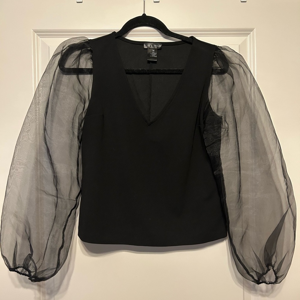 AQUA brand organza sleeve dress shirt